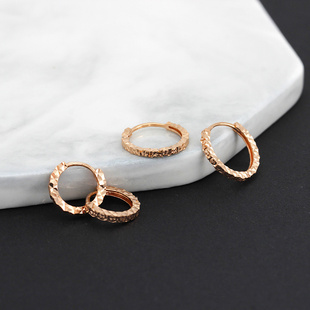 珠宝18K玫瑰金白金黄金单排满天星耳环热卖 Au750耳圈品牌耳饰