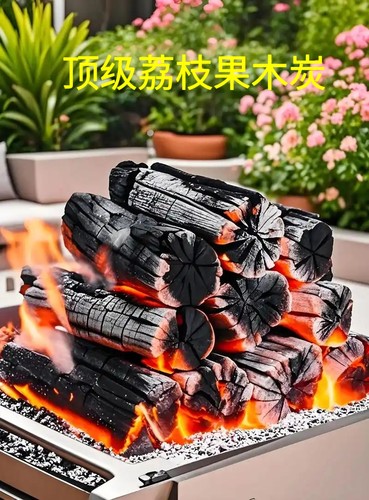 荔枝果木烧烤木炭围炉煮茶木炭无烟木炭户外烧烤木炭高温不炸火炭
