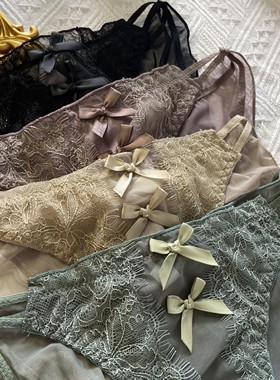 性感蕾丝可爱蝴蝶结带子三角裤少女中低腰纯棉内档内裤女士夏