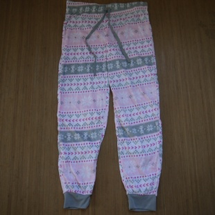 外贸单秋冬薄款睡裤松紧腰系带螺纹裤口花睡裤长裤子女款家居服