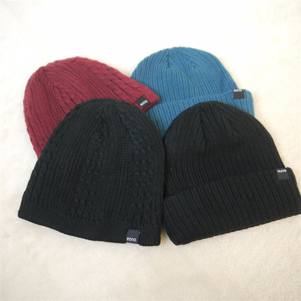 外贸单男款休闲帽子秋冬加绒加厚细毛线针织帽翻边帽冷帽套头帽