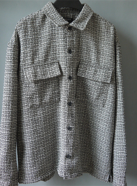 F21秋冬男装衬衫外贸多袋简约时尚款长袖外套毛呢衬衣休闲服