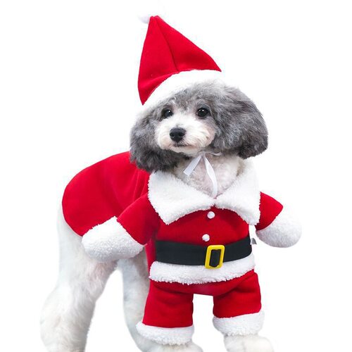 Pet Christmas Clothes Santa Claus Dog Costume Winter Puppy C