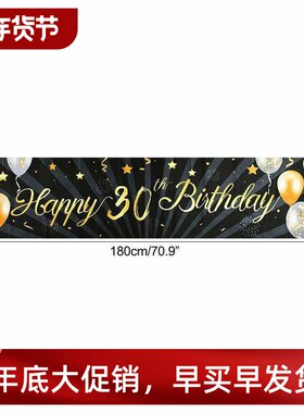 Bplack Gold Hapy Brthday Banner Balloon Flag iAdRw7r0Iul 30t