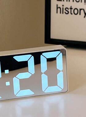 digital alarm clock night light thermometer mirror镜面闹钟