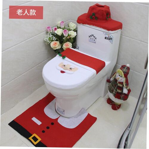 Christmas decorations Santa toilet cover foot mat tissue