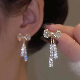 Bow Stud Earrings Gold Women Shiny For Fashion Color