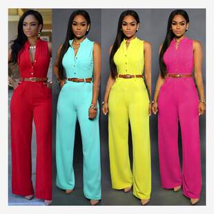 2016 summer women sexy jumpsuit dresses long pants外贸连体裤