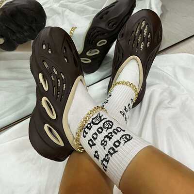 欧美夏大码椰子洞洞凉鞋