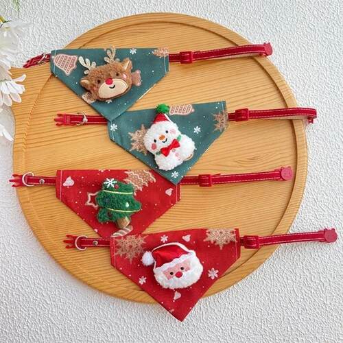 Cute Adjustable Christmas Dog Collar Dirt-resistant Christma