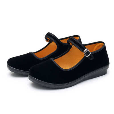 old-fashioned cloth shoes, women's black ceremonial shoes, h