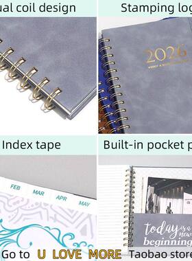 2026 Agenda Planner Book Weekly Monthly Office Notebook Goal