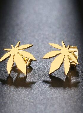 Stainless Steel Earrings Exquisite Maple Leaf Amulet