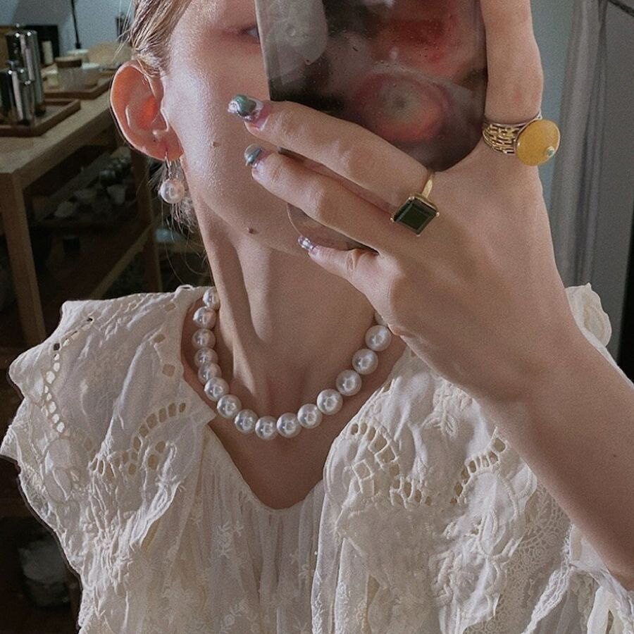 alice studio消失的她倪妮同款澳白珍珠锁骨链女正圆强光项链女