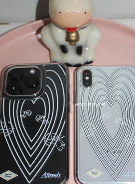 ZEO 韩国代购 Attends 线条爱心印花手机壳 苹果iPhone保护壳