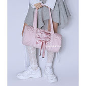 韩国代购 ins风小众设计 时尚 ZEO 蝴蝶结绑带duffel bag圆筒包