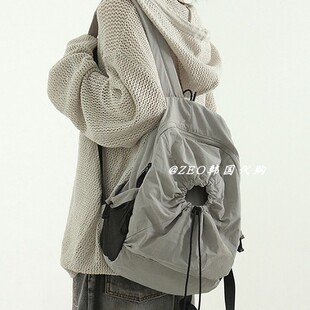 韩国代购 Localmansion 官网正品 束带抽绳轻便尼龙双肩背包 书包