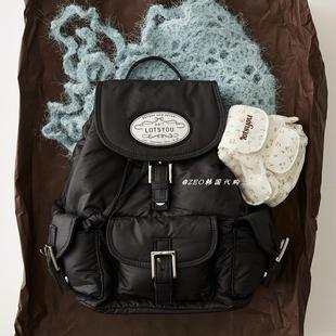 ZEO 韩国代购 LOTSYOU 官网正品 抽绳搭扣复古怀旧胖胖双肩小背包