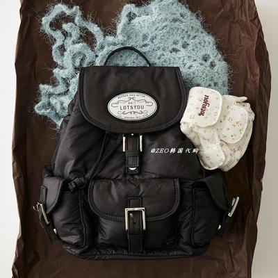 韩国代购LOTSYOU抽绳复古双肩包