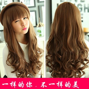 新款假发女长卷发齐刘海韩国时尚蓬松逼真修脸模特实拍整顶全头套