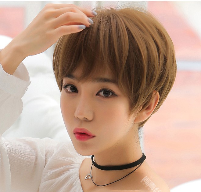 可爱风帅气女生黄色个性头套假发