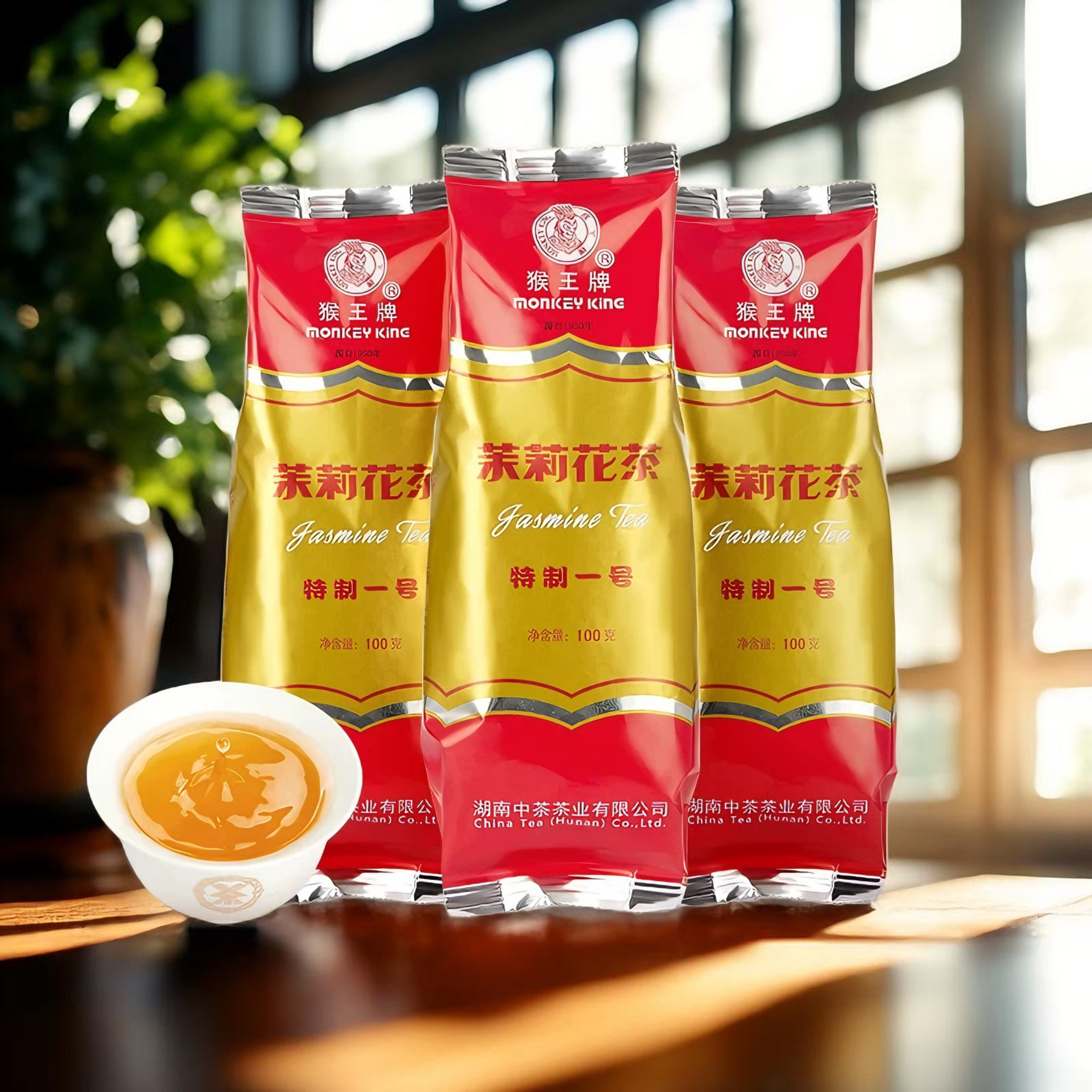 湖南特产中茶猴王牌茉莉花茶特制一号300g袋装浓香型花茶茶叶新茶
