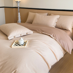 南通云馨眠纺织品有限公司全棉60s长绒棉提花贡缎缎条系列四件套