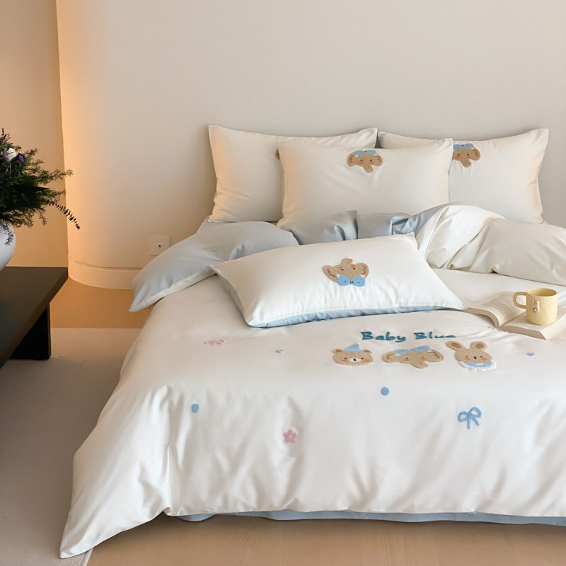 海门区静月庭纺织品厂高品质心卡通100s新疆长绒棉刺绣全棉