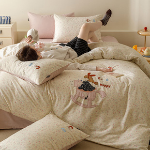 南通云馨眠纺织品有限公司2026款全棉印花卡通大贴布刺绣四件套