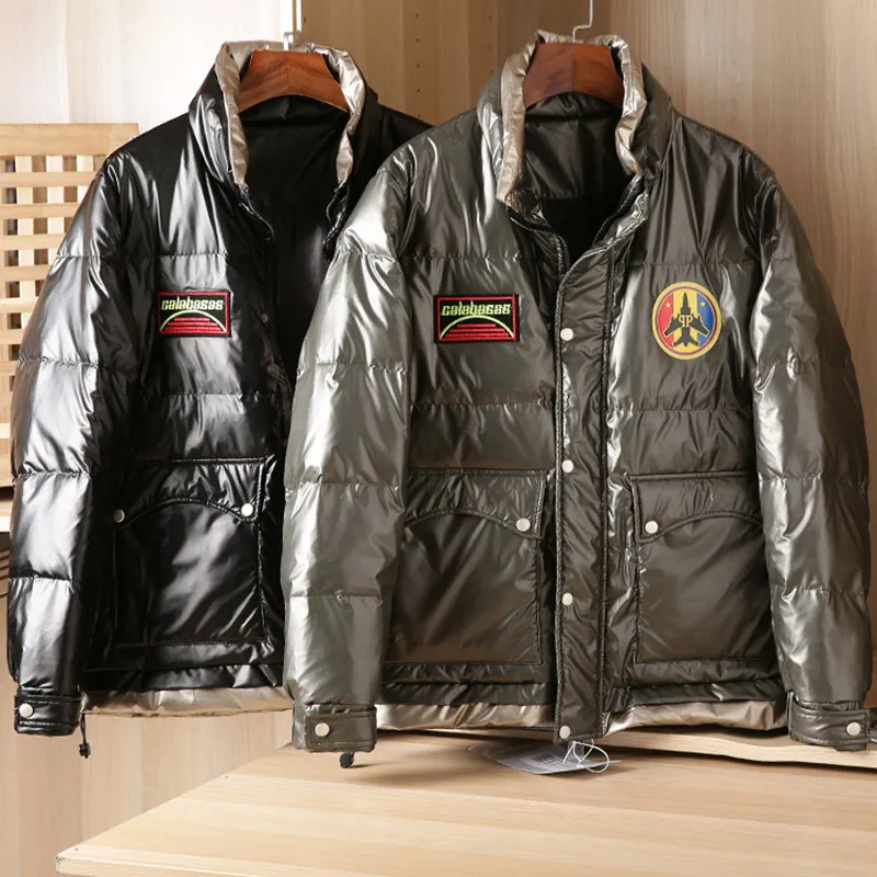 优尚蒙口90白鸭绒羽绒服男士冬季加厚保暖亮面三防面料潮流外套男