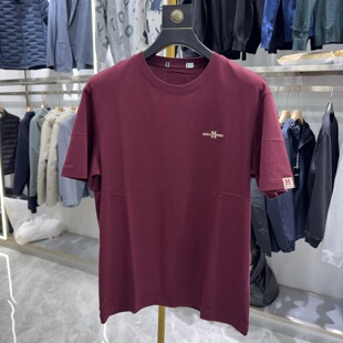 T恤夏季 短袖 专柜余单 简约圆领暗红色休闲棉透气2W366A H系剪
