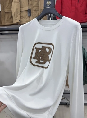 【豆家】专柜！春秋时尚圆领长袖T恤白色印花简约套头打底衫2T012