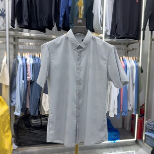 H系剪 夏透气凉感修身 专柜余单 衬衫 翻领休闲衬衣2W033A 短袖