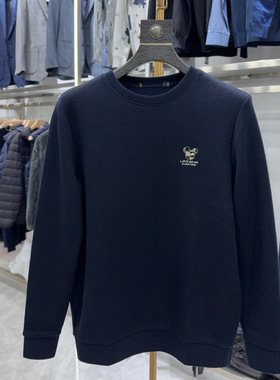 【H系】加绒加厚！藏青色圆领毛衣加绒加厚保暖套头打底衫4U026A