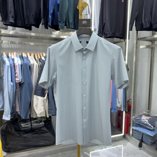 H系剪 夏季 无痕 衬衫 翻领舒适透气休闲2W059A 极简商务风短袖