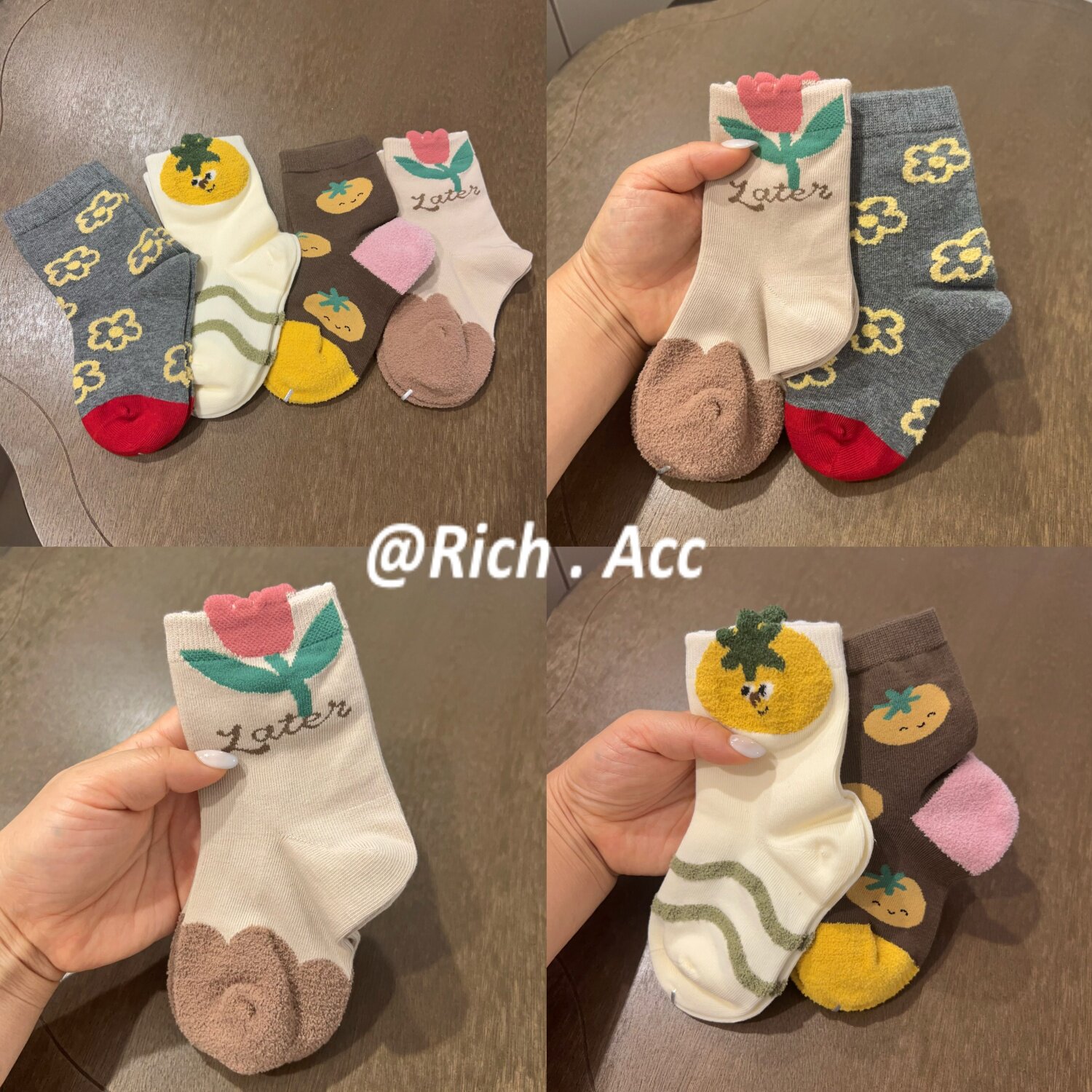 秋冬儿童袜子可爱郁金香花朵毛巾绣女童中筒棉袜无骨透气宝宝袜