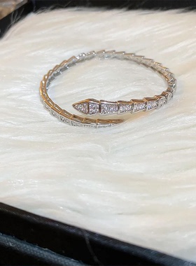 经典蛇骨女式开口手镯简单时尚闪亮镶嵌满钻高级情侣钉子爆款手环