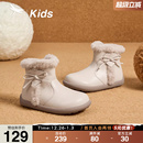 红蜻蜓女童鞋 加绒儿童短靴保暖皮靴雪地靴毛毛靴 2025秋冬新款