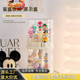 手办收纳盒透明防尘旋转大容量展示架家用泡泡玛特盲盒收纳展示柜