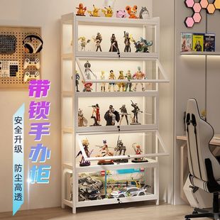 收纳柜带锁手办展示柜透明亚克力家用防尘模型盲盒玩具收纳置物架