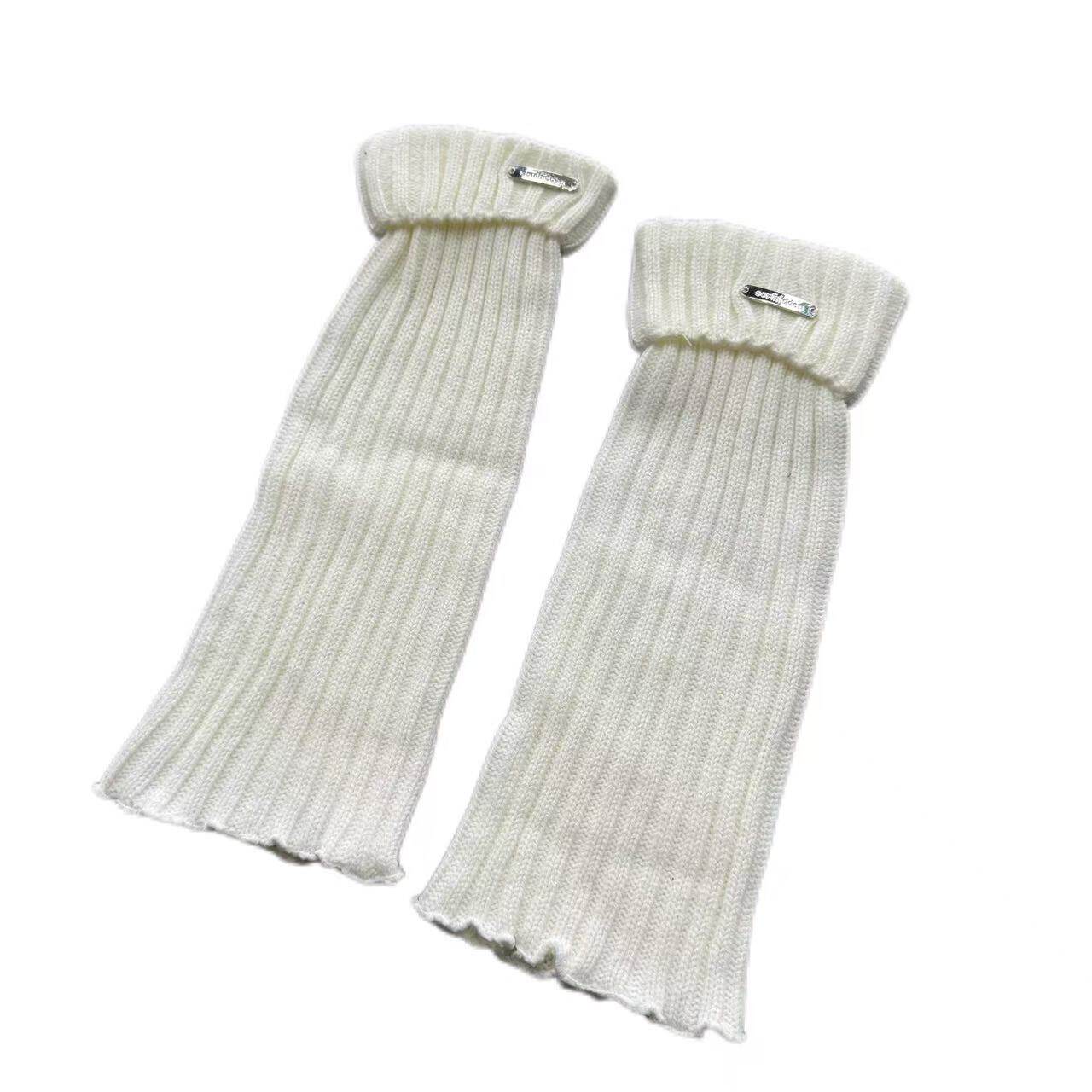 孤品捡漏春季新款清新白色竖条纹护膝腿套宽松版女士时尚袜套