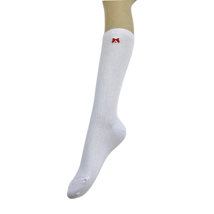 孤品日系春款 白色竖条纹小腿袜子女 可爱小狐狸刺绣经典