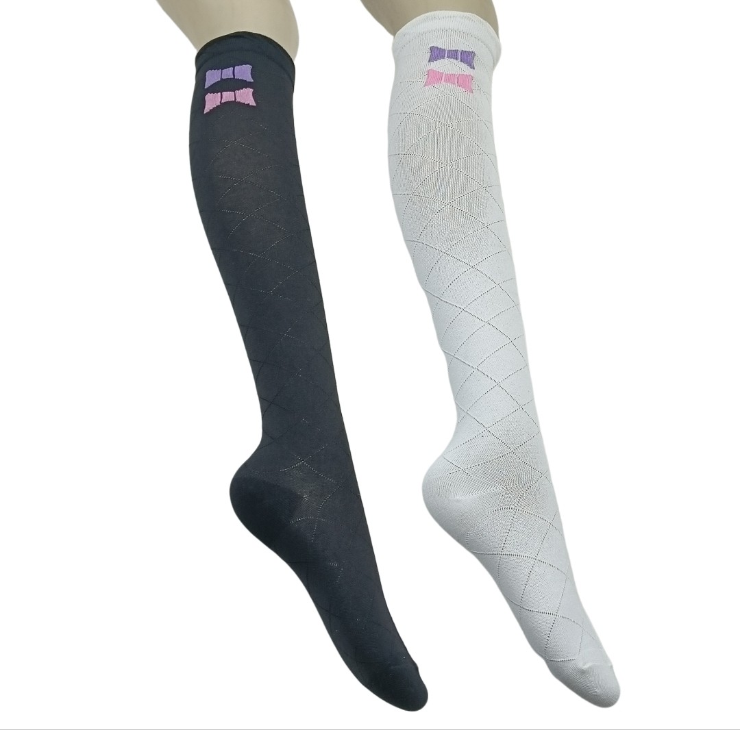 日系甜美菱形格双色蝴蝶结花边袜口jk洛丽塔及膝过膝长筒袜女款,女士内衣/男士内衣/家居服,长筒袜,淘宝优惠券,粉丝福利购,淘宝优惠卷