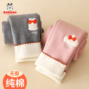 子女3岁5保暖女宝宝棉裤 巴布豆女童加厚打底裤 寒冬外穿儿童加绒裤