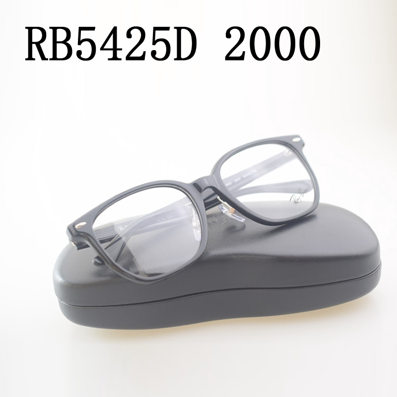 新款近视眼镜框架高鼻托板材多边形RB5425D 2000黑色男女士配镜片