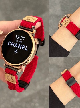 秋冬可爱KT猫适用华为gt5灯芯绒手表带watch43荣耀4pro磁吸扣女款