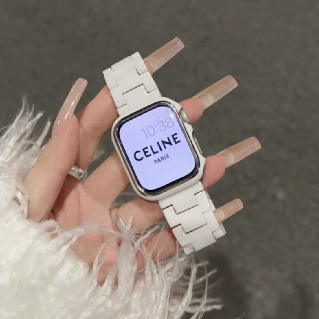 高级感iwatchs9陶瓷黑白创意表带