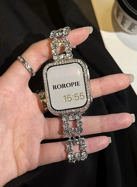 适用于watch10金属链条s8软软派小众S10苹果手表S9654代女款41mm