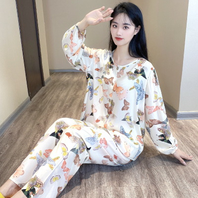 棉绸睡衣春秋款女2025新款莫代尔大码不带胸垫可外出穿家居服套装