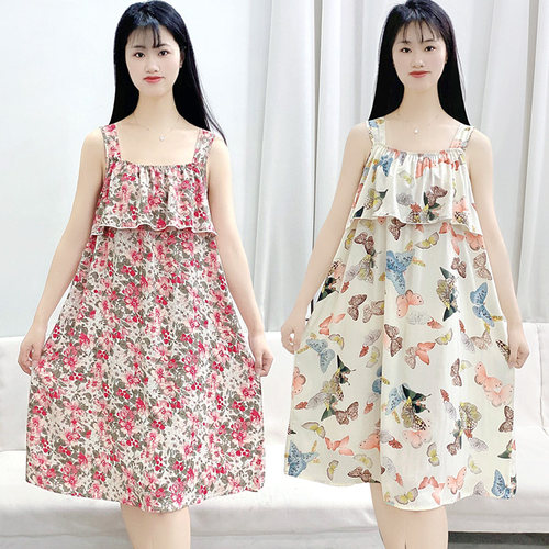 棉绸吊带睡裙夏季女款2026新款不带胸垫防凸点莫代尔薄睡衣家居服